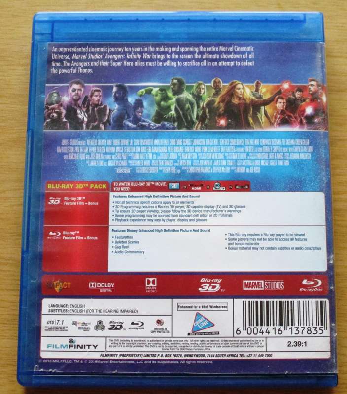 AVENGERS INFINITY WAR BLU RAY + BLU RAY 3D [BLU RAY SHELF]
