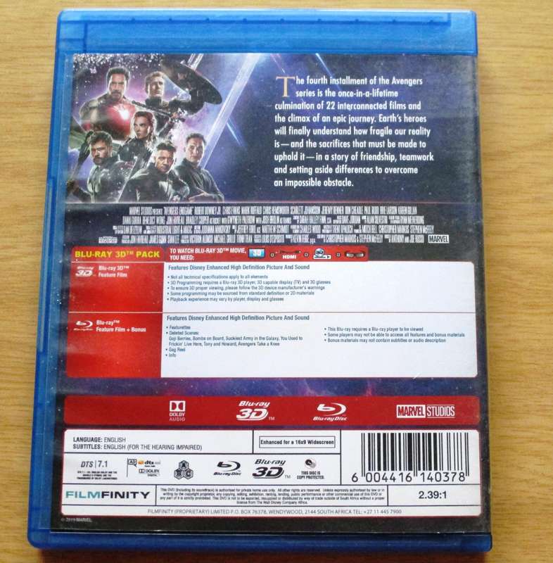 AVENGERS ENDGAME 3D BLU RAY + BLU RAY 3D [BLU RAY SHELF]