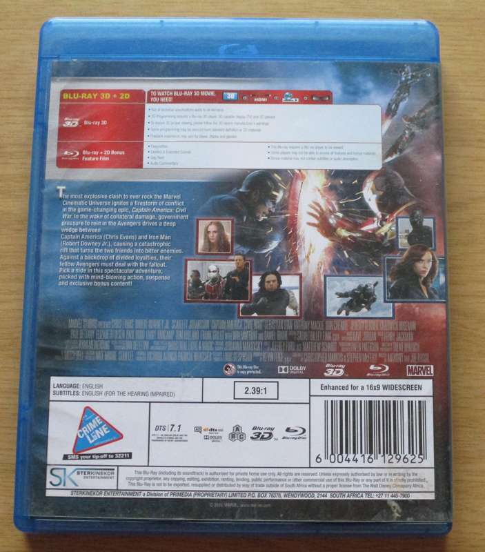 AVENGERS CIVIL WAR BLU RAY + BLU RAY 3D [BLU RAY SHELF]