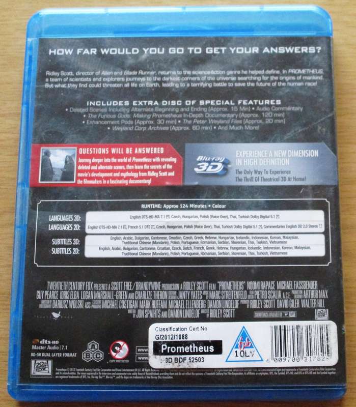 PROMETHEUS BLU RAY + BLU RAY 3D 3 DISC COLLECTOR'S EDITION [BLU RAY SHELF]