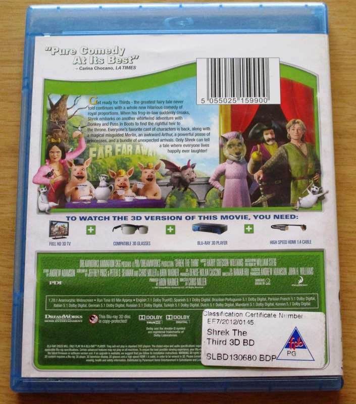 SHREK The Third 3D BLU RAY 3D  [BLU RAY SHELF]