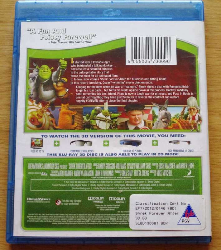 SHREK Forever After The Final Chapter 3D BLU RAY 3D  [BLU RAY SHELF]