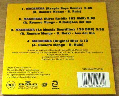 LOS DEL RIO Macarena Remix by the Bayside Boys CD Single [singles box]