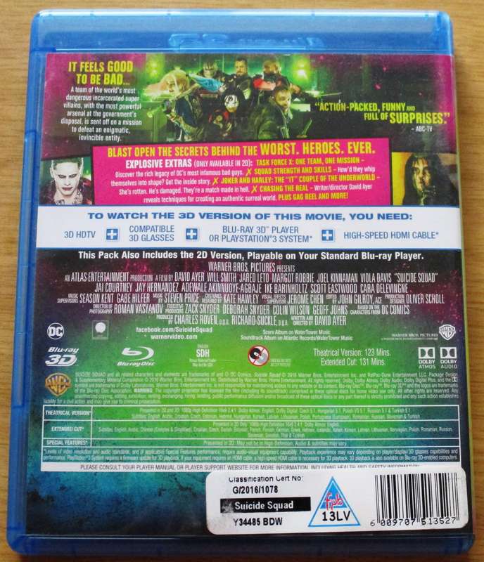 SUICIDE SQUAD 3D BLU RAY + BLU RAY 3D [BLU RAY SHELF]