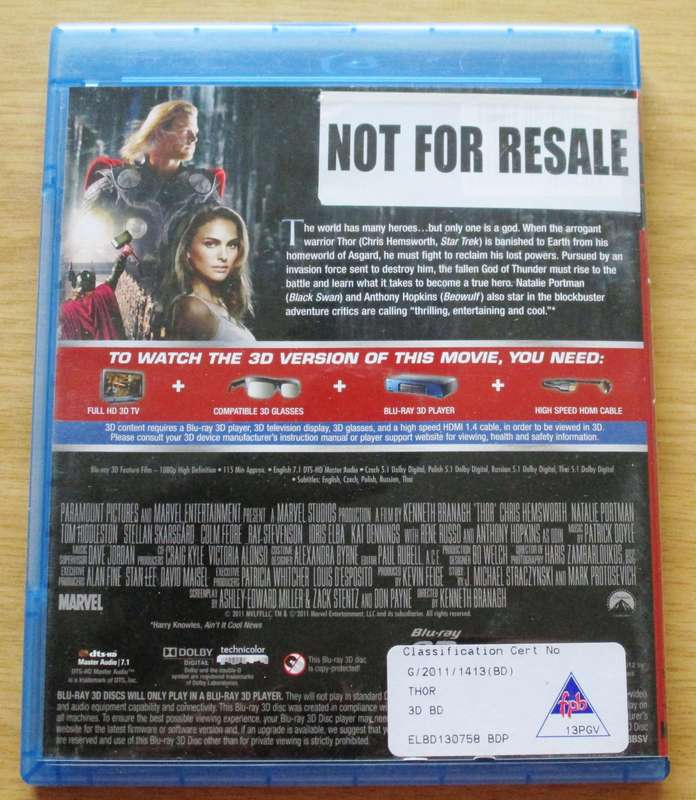 THOR Limited 3D Edition BLU RAY 3D [BLU RAY SHELF]