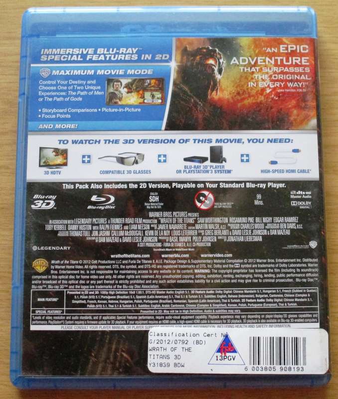 WRATH OF THE TITANS 3D BLU RAY + BLU RAY 3D [BLU RAY SHELF]