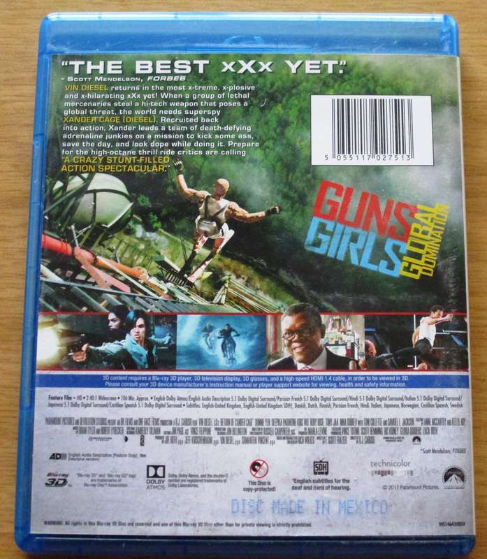 XXX Return of Xander Cage 3D BLU RAY 3D [BLU RAY SHELF]