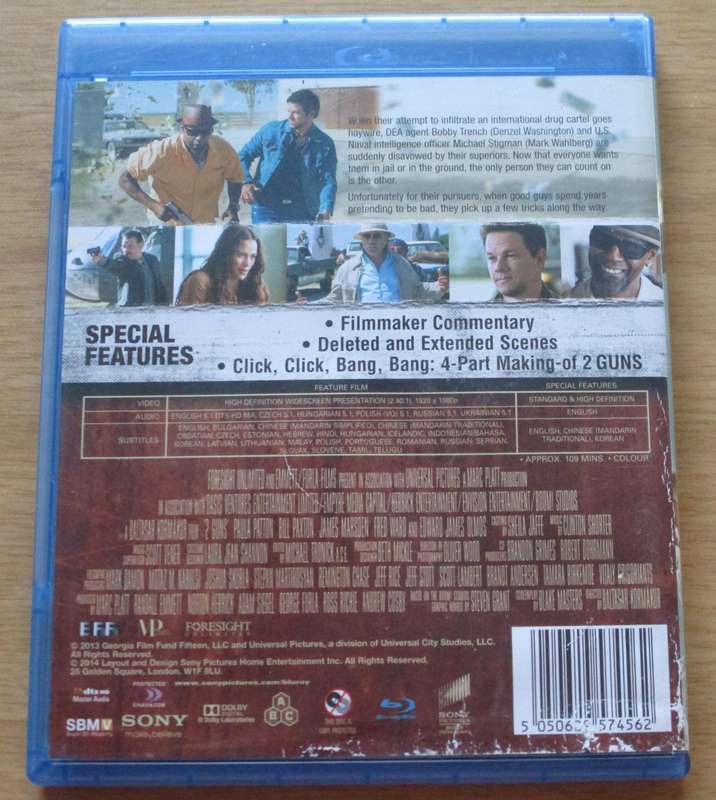 2 GUNS BLU RAY Denzel Washington Mark Wahlberg