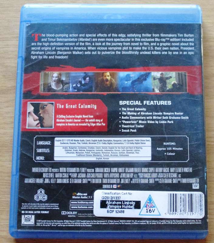 ABRAHAM LINCOLN VAMPIRE HUNTER BLU RAY