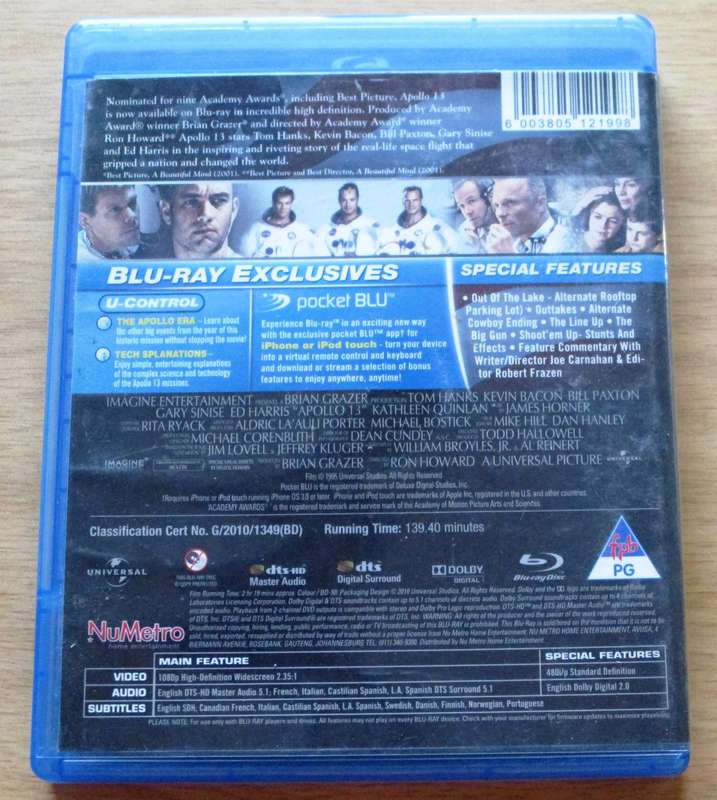 APOLLO 13 BLU RAY Tom Hanks Kevin Bacon