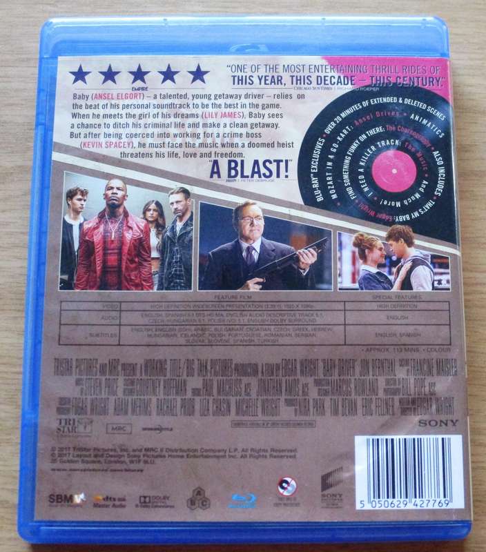 BABY DRIVER Kevin Spacey Jamie Foxx BLU RAY