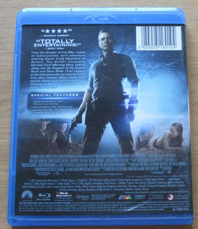 COWBOYS & ALIENS Daniel Craig Harrison Ford BLU RAY