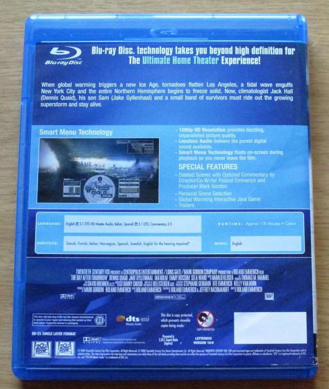 THE DAY AFTER TOMORROW BLU RAY