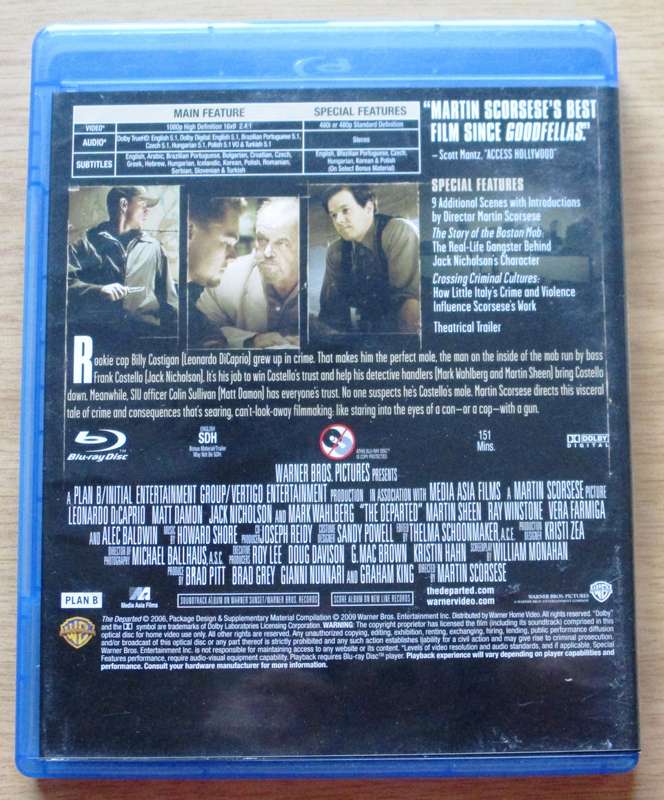 THE DEPARTED Matt Damon Leonardo DiCaprio BLU RAY