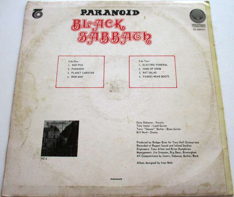 BLACK SABBATH Paranoid South African LP VINYL Record