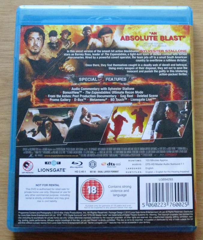 THE EXPENDABLES Uncut Version BLU RAY