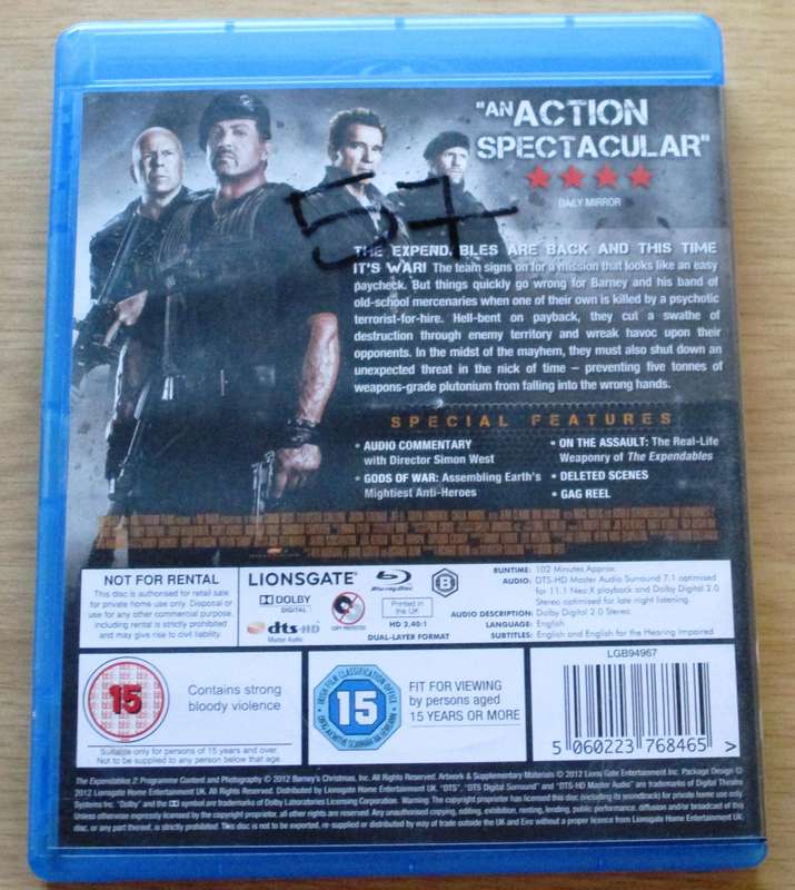 THE EXPENDABLES 2 BLU RAY