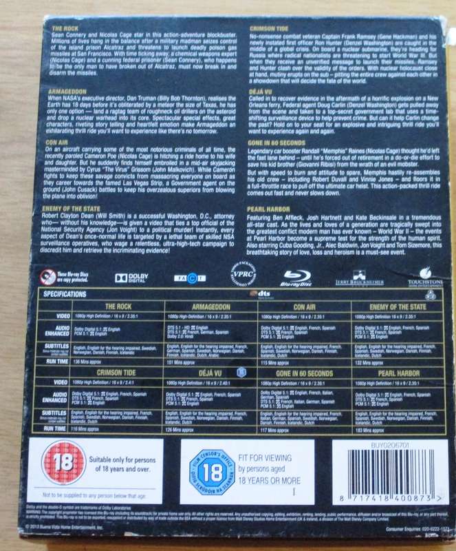 JERRY BRUCKHEIMER 8 Movie Collection 8xBLU RAY BOX SET Air+Crimson Tide+DeJavu+PearlHarbor etc