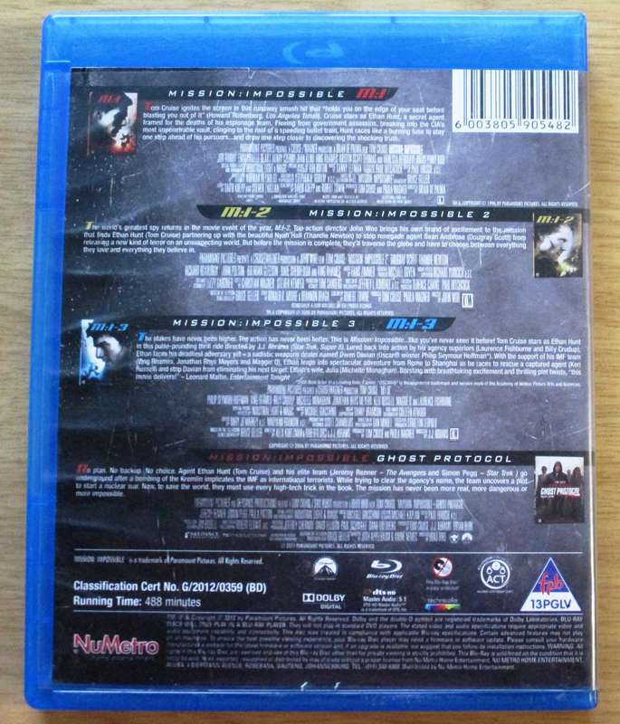 MISSION IMPOSSIBLE 4 Movie Set Tom Cruise BLU RAY [BLU RAY SHELF]