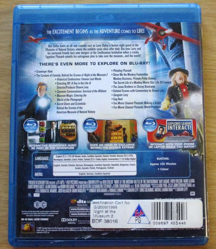 NIGHT AT THE MUSEUM 2 Ben Stiller  BLU RAY [BLU RAY SHELF]