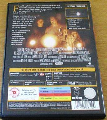 SIGNS Mel Gibson DVD [BBox 13]