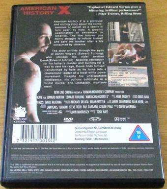 AMERICAN HISTORY X Edward Norton DVD [BBox 13]