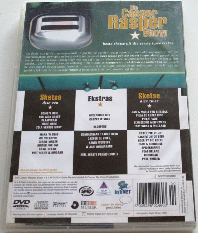 DIE CASPER RASPER SHOW Die Beste Sketse uit die eerste twee Reekse 2xDVD [SA SHELF]