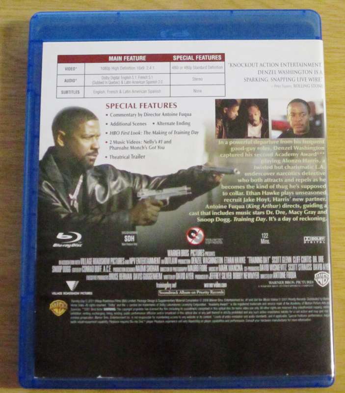 TRAINING DAY Denzel Washington Ethan Hawke BLU RAY [BLU RAY SHELF]