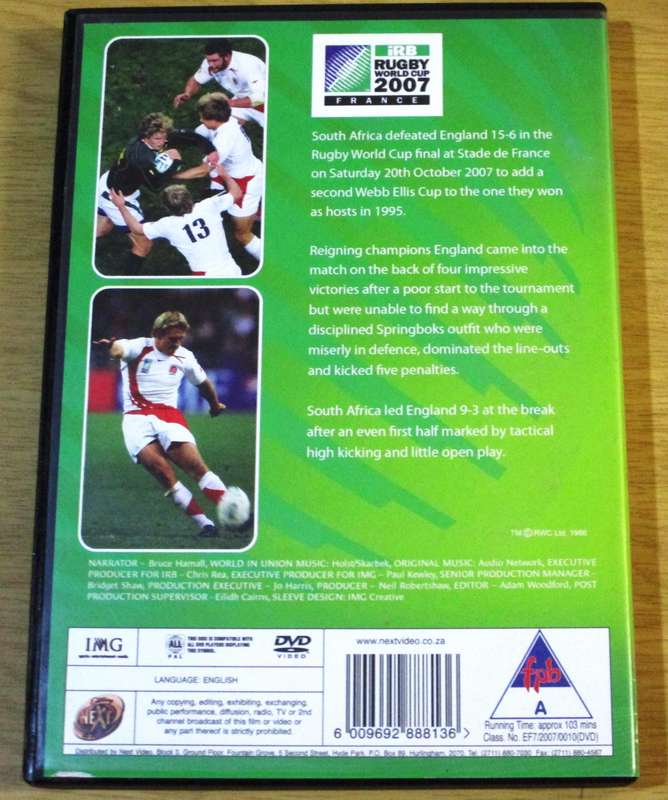 RUGBY WORLD CUP 2007 England Vs South Africa The Final [BBOX 2] Region 2