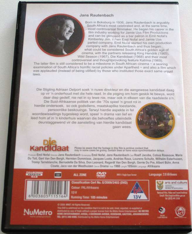 DIE KANDIDAAT DVD [SA SHELF]