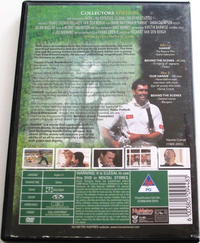 HANSIE A True Story DVD [SA DVD SHELF]
