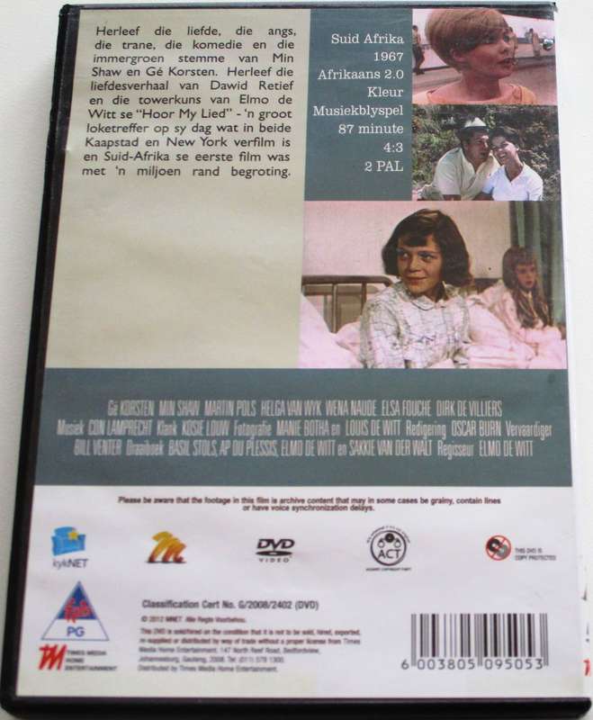 HOOR MY LIED Ge Korsten Min Shaw DVD [SA DVD SHELF]
