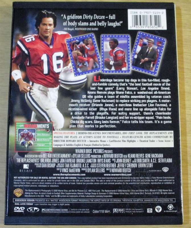 THE REPLACEMENTS Keanu Reeves Gene Hackman DVD [BBOX 1] Region 1
