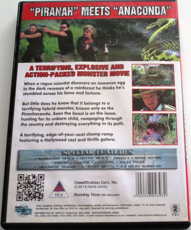 PIRANHACONDA Michael Madsen DVD [BBOX 8]