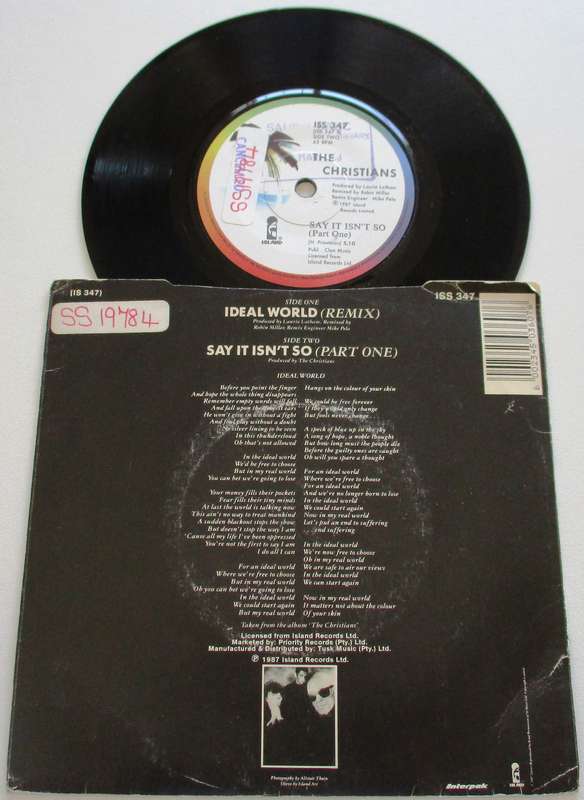 THE CHRISTIANS Ideal World  7` Single VINYL Record