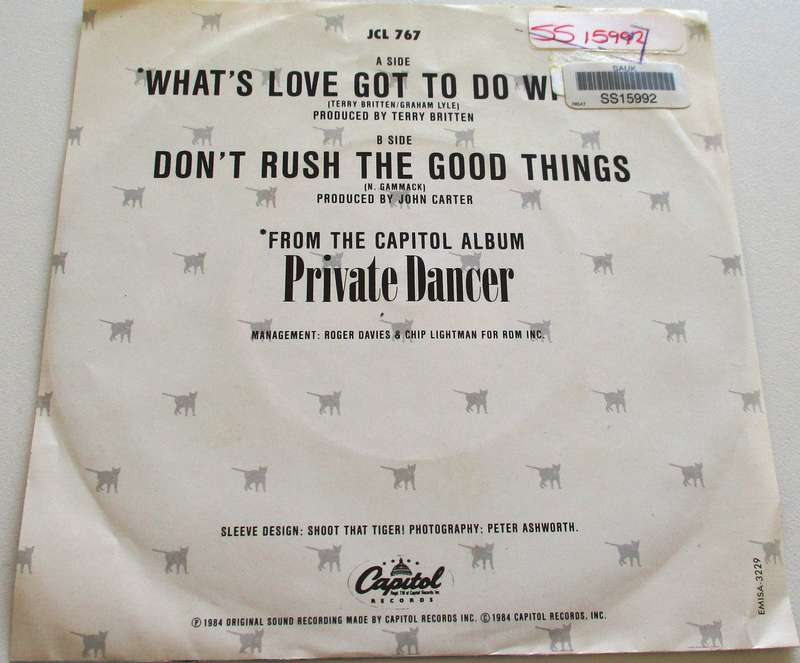 TINA TURNER What's Love Got to Do with It  7` Single VINYL Record