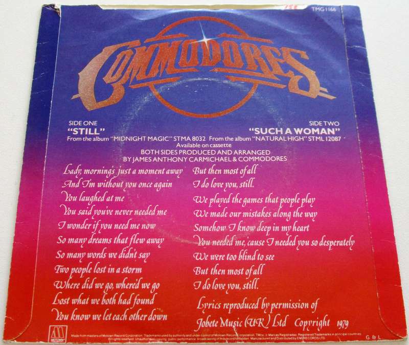 COMODORES Still 7` Single VINYL Record