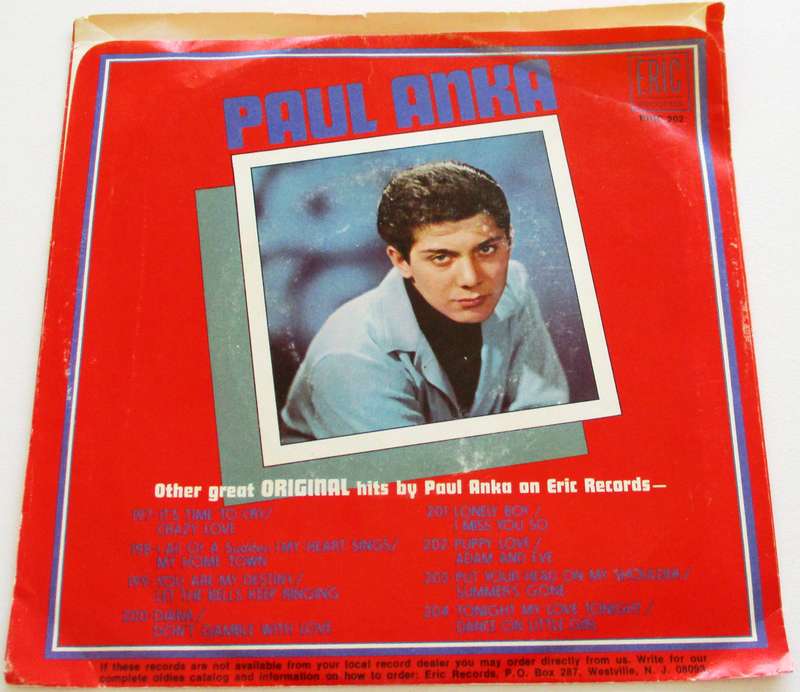 PAUL ANKA  Puppy Love / Adam and Eve  7` Single VINYL Record