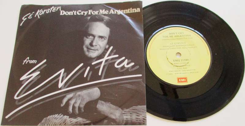 GE KORSTEN Don't Cry for me Argentina 7` Single VINYL Record