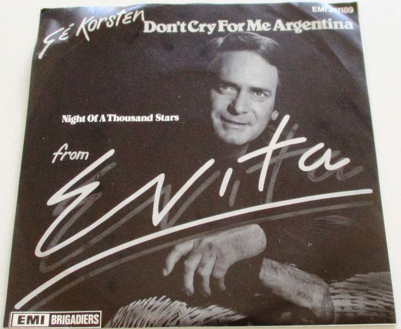 GE KORSTEN Don't Cry for me Argentina 7` Single VINYL Record