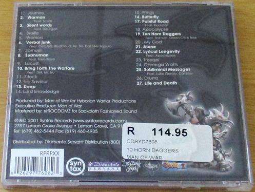 CHRISTIAN ROCK/METAL : MAN OF WAR 10 Horn Daggers CD [BB SHELF C/R/M]