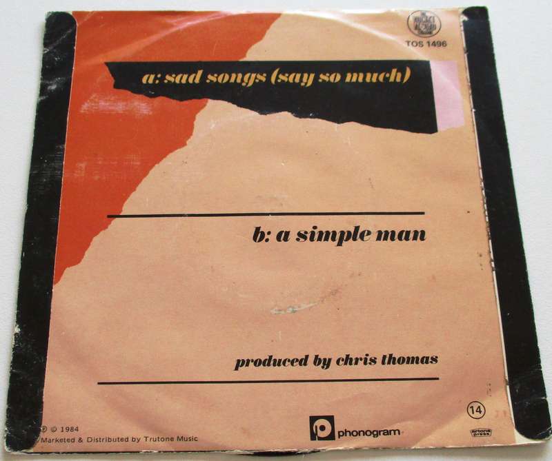 ELTON JOHN Sad Songs (say so much)  7` Single VINYL Record