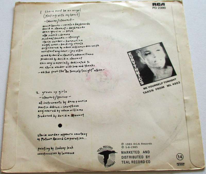 EURYTHMICS There must be an Angel 7` Single VINYL Record