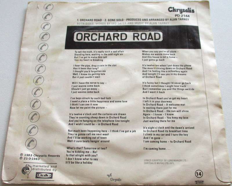 LEO SAYER Orchard Road 7` Single VINYL Record