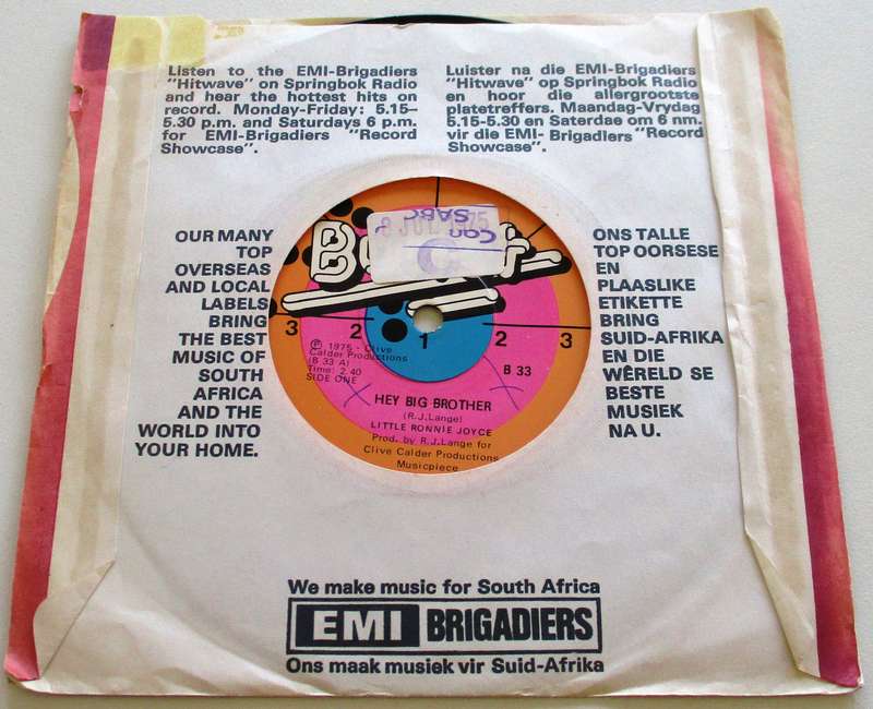 LITTLE RONNIE JOYCE  Hey Big Brother  7" Single Vinyl record