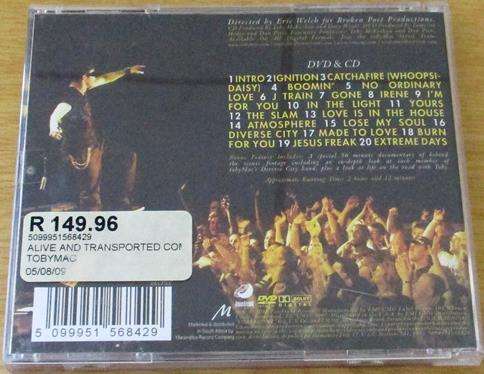 CHRISTIAN ROCK/METAL : TOBY MAC Alive and Transported CD+DVD [BB SHELF C/R/M]