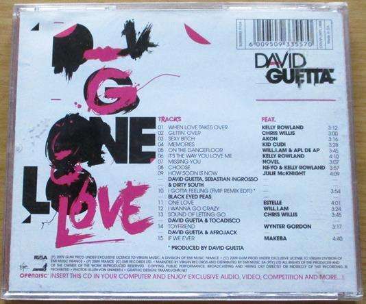 DAVID GUETTA One Love CD [Vx4]