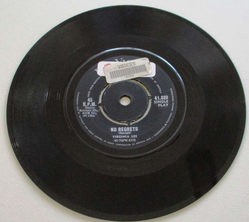 VIRGINIA LEE No Regrets / Lonely River  7" Single Vinyl record