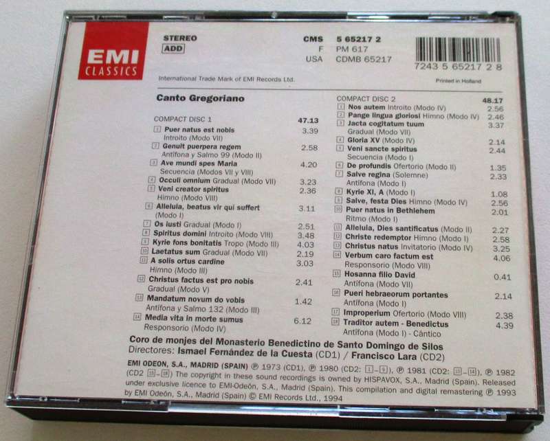 CANTO GREGORIANO  2xCD [SHELF V x 6]