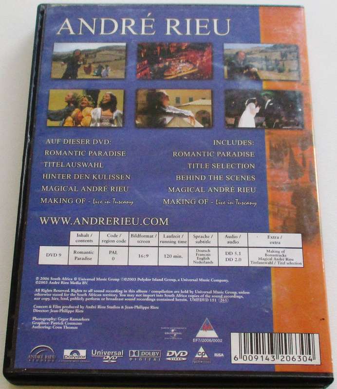 ANDRE RIEU Romantic Paradise DVD